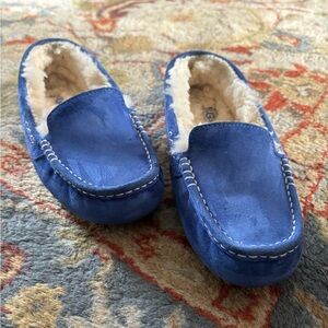Ugg Ansley Water Resistant Blue Suede Slippers